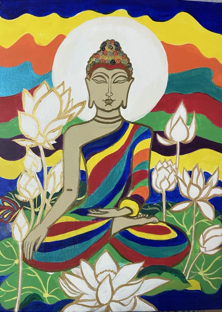 trippy buddha paintings
