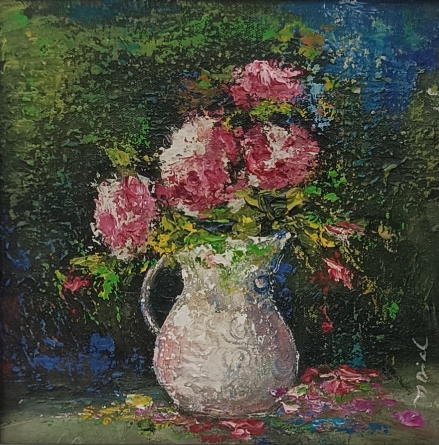 Roses in white vase